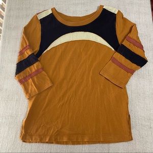 We The Free Mustard Gold Black Colorblock Long Sleeve Top